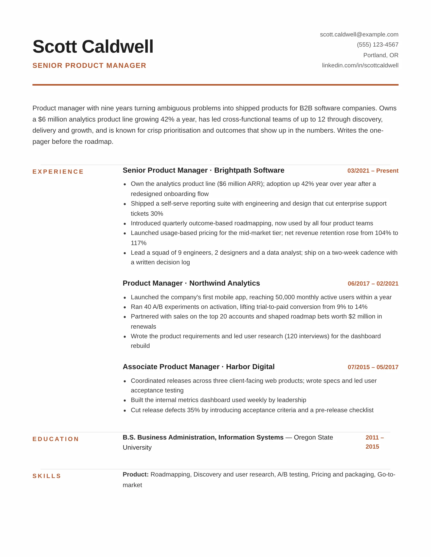 Executive · Minimal resume template preview