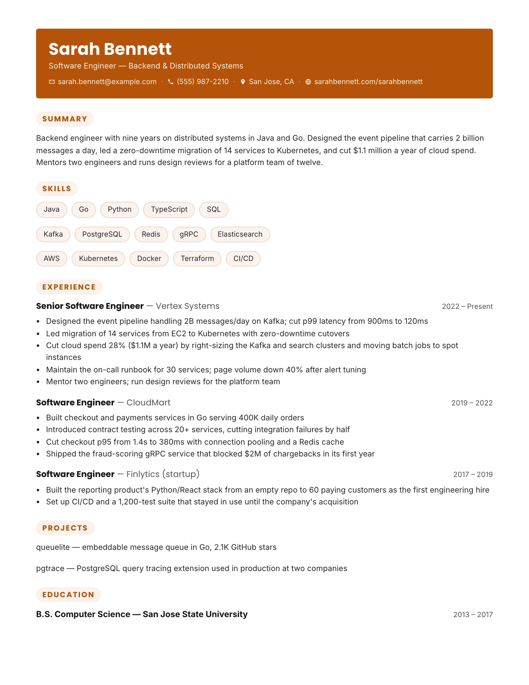 Developer · Grid resume template preview