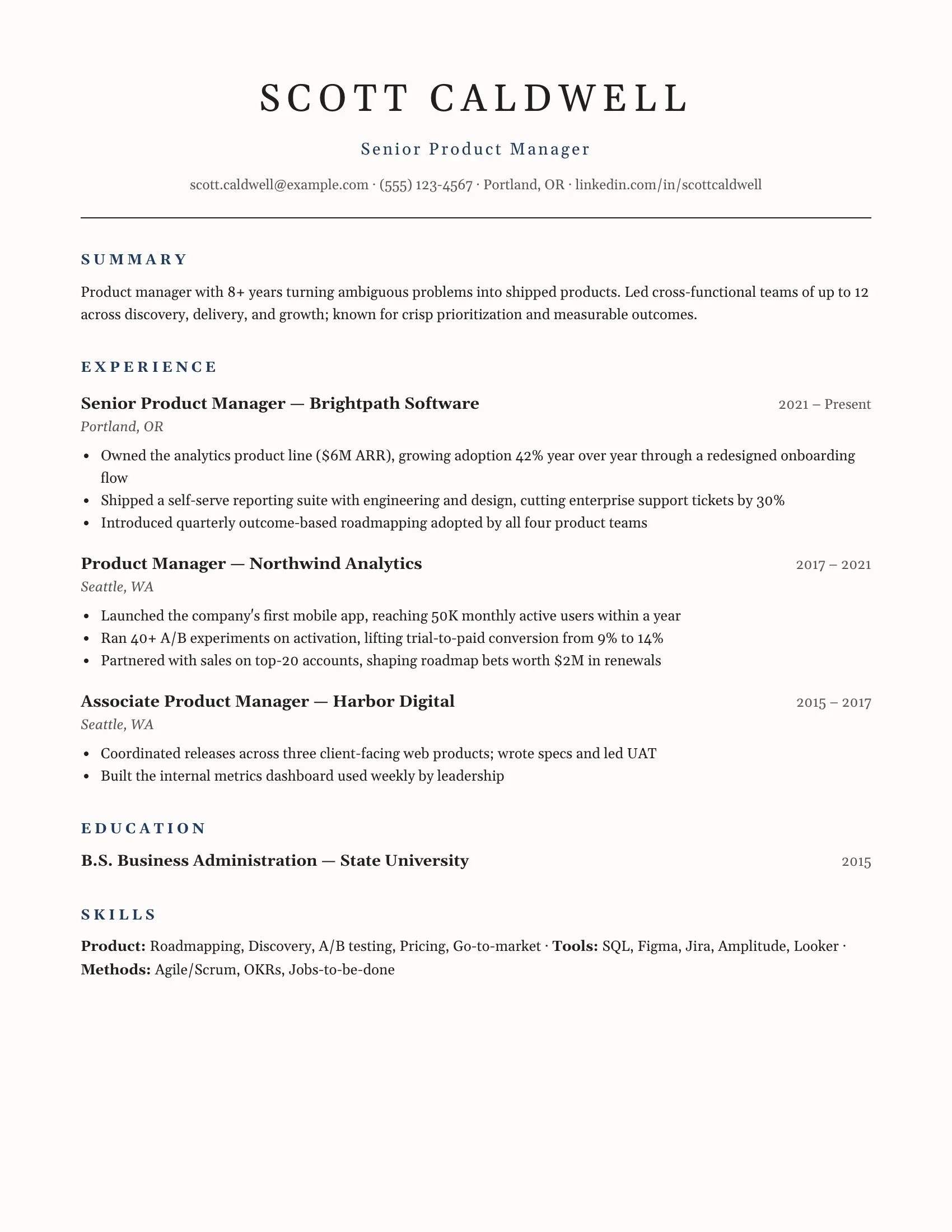 Any Role · Classic ATS (Navy) resume template preview