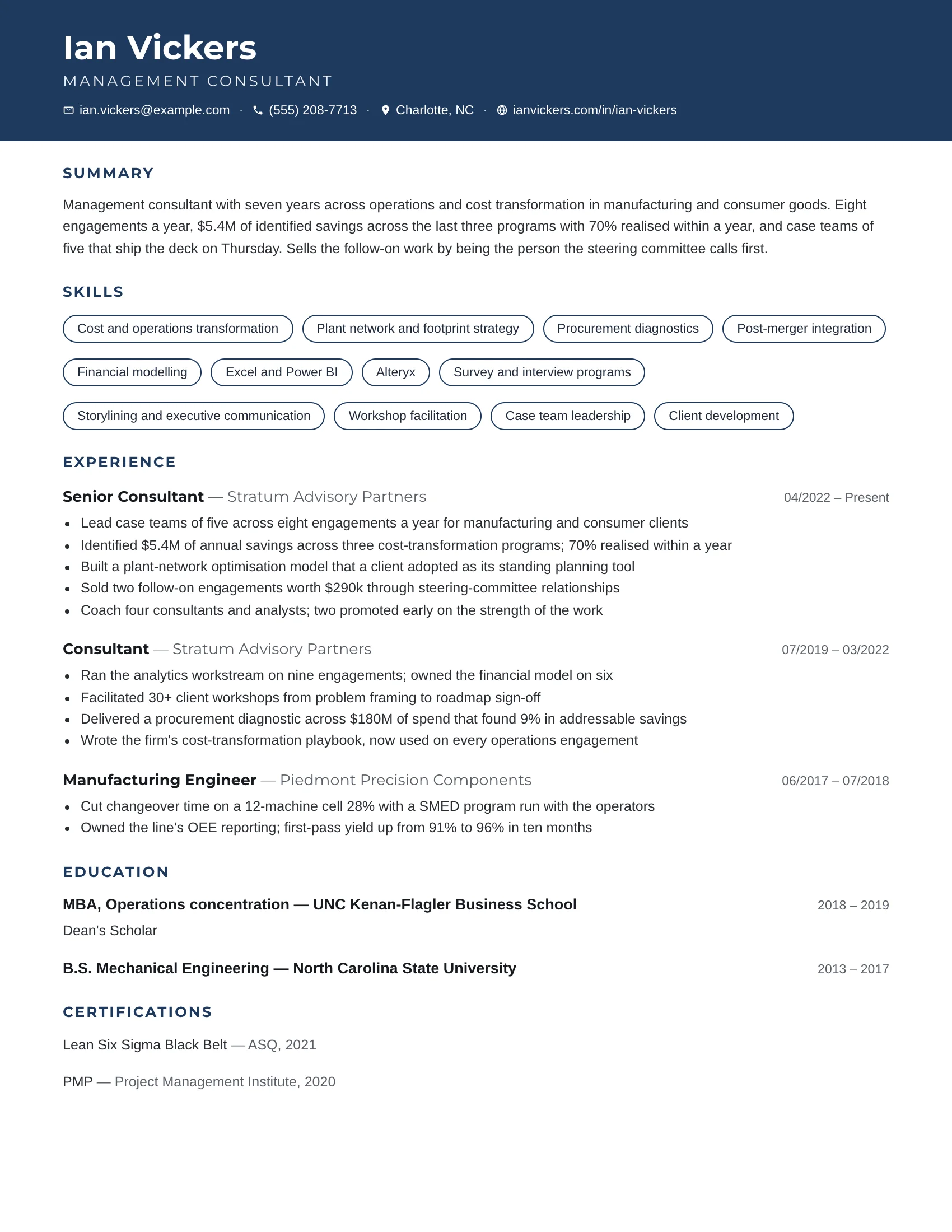 Consultant · Outline resume template preview