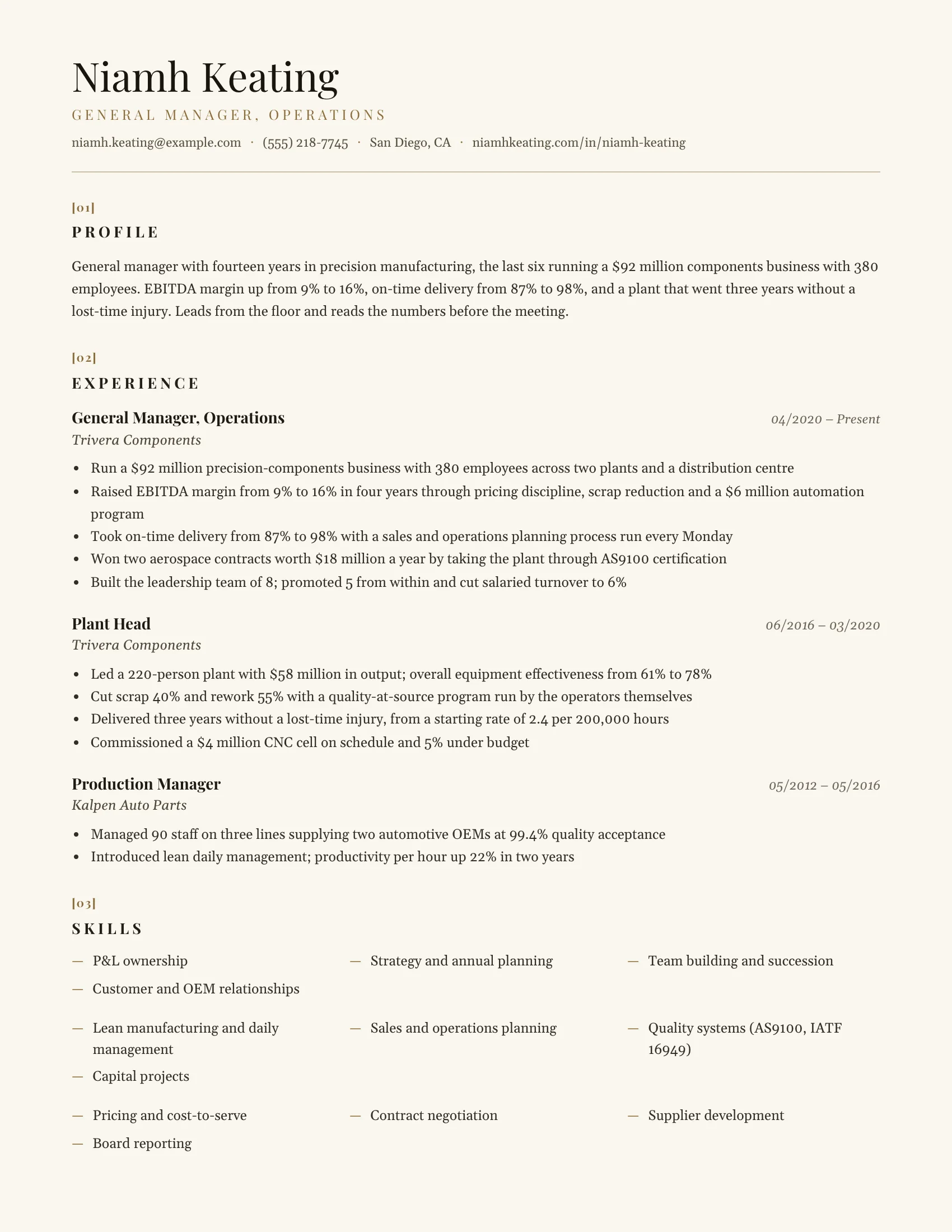 Executive · Editorial resume template preview