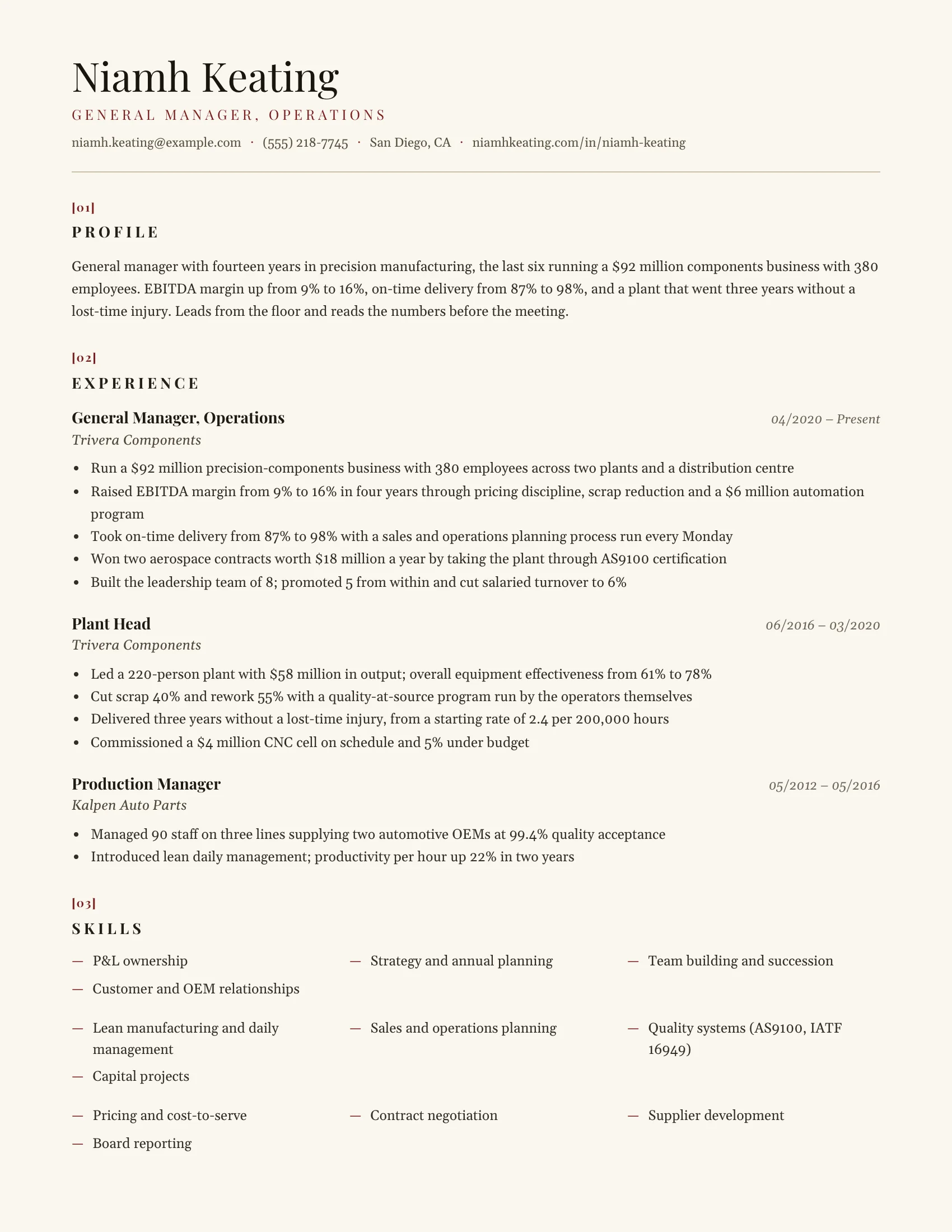 Executive · Editorial (Red) resume template preview