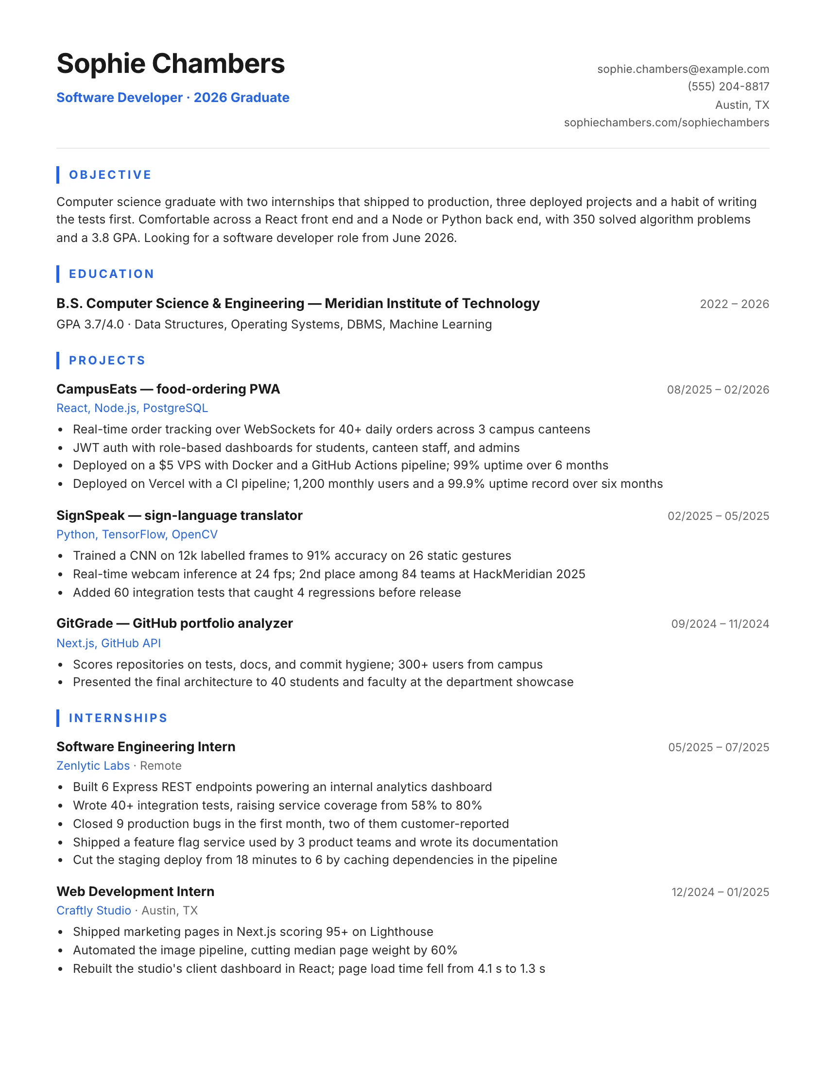 New Grad resume example — sample document