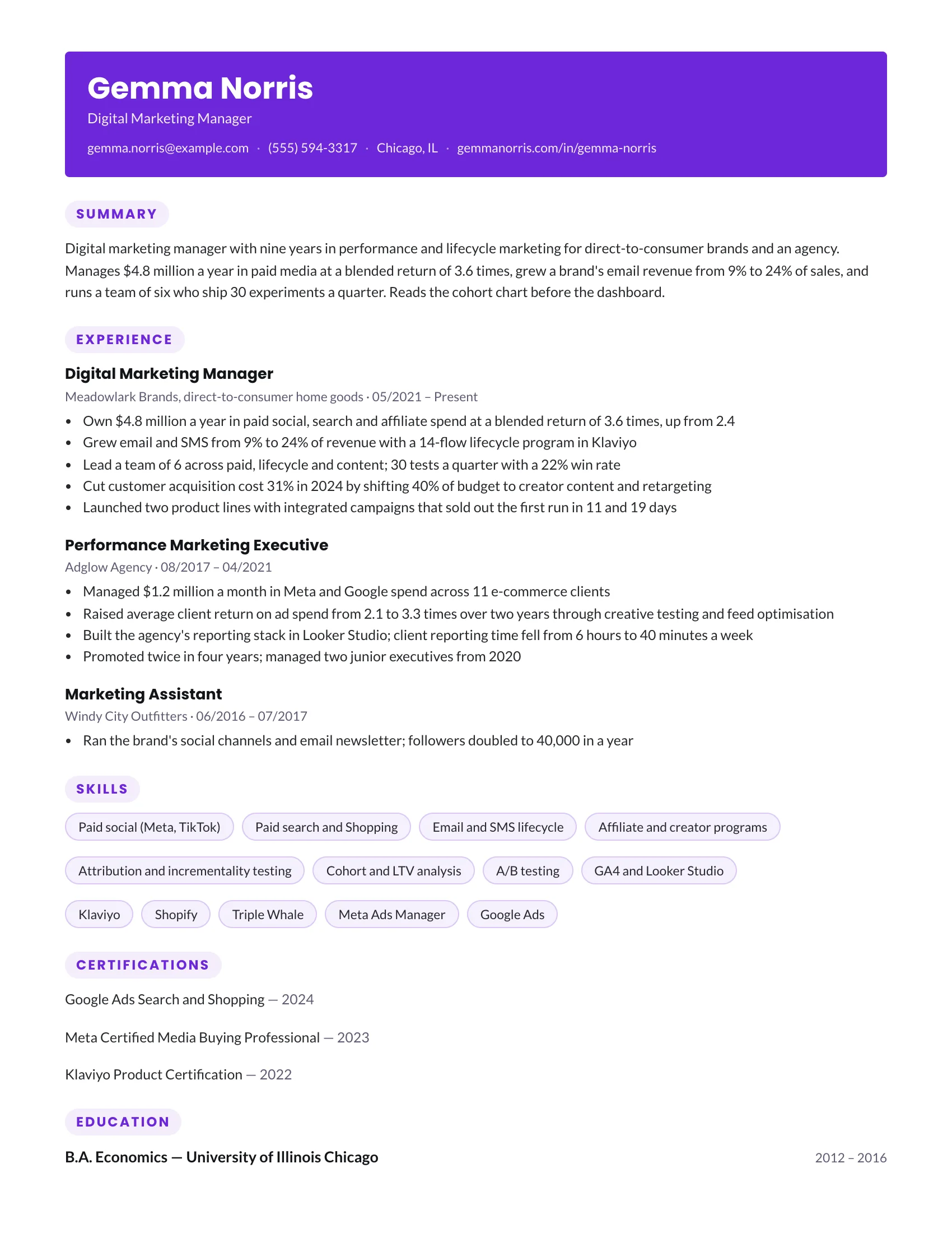 Social Media · Gradient resume template preview