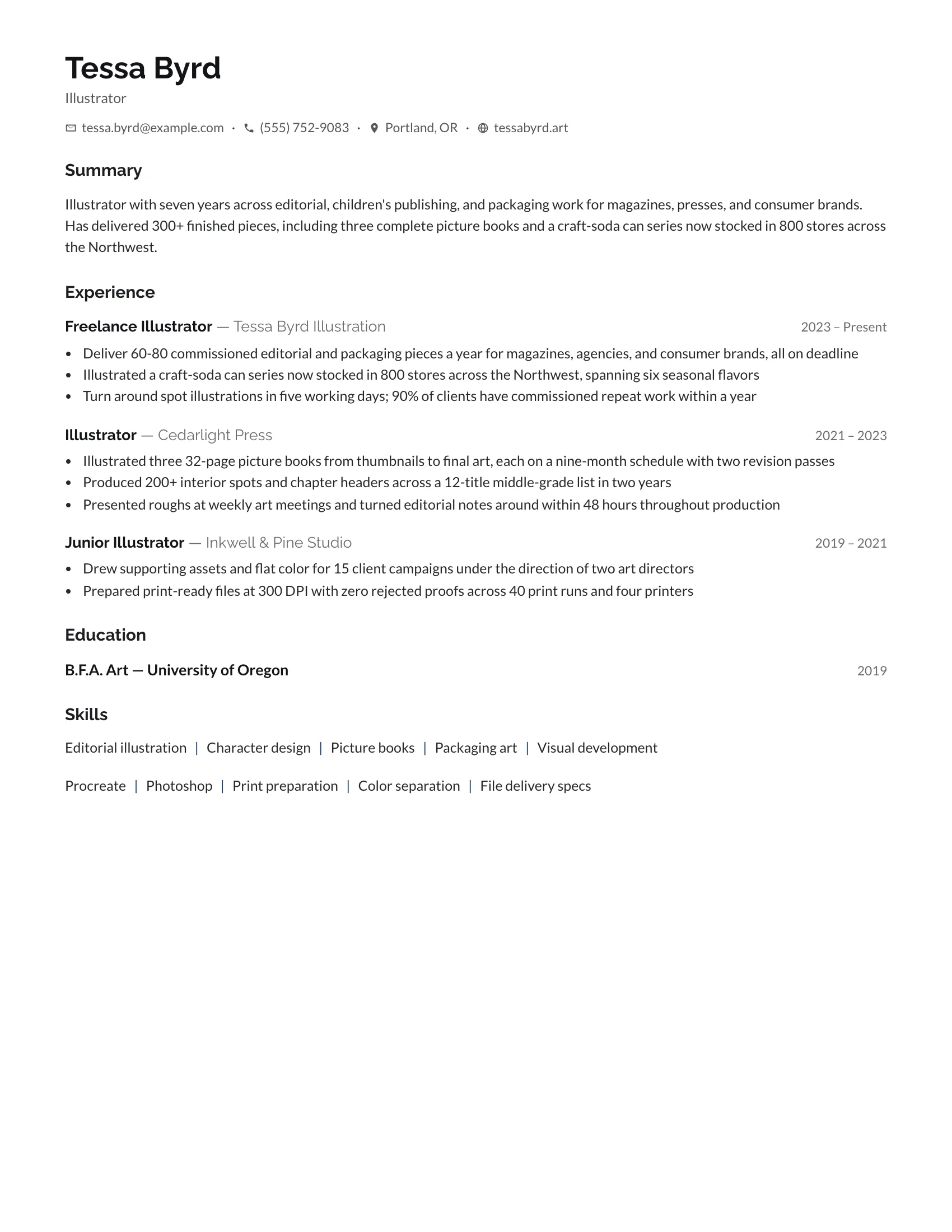 Illustrator · White resume template preview