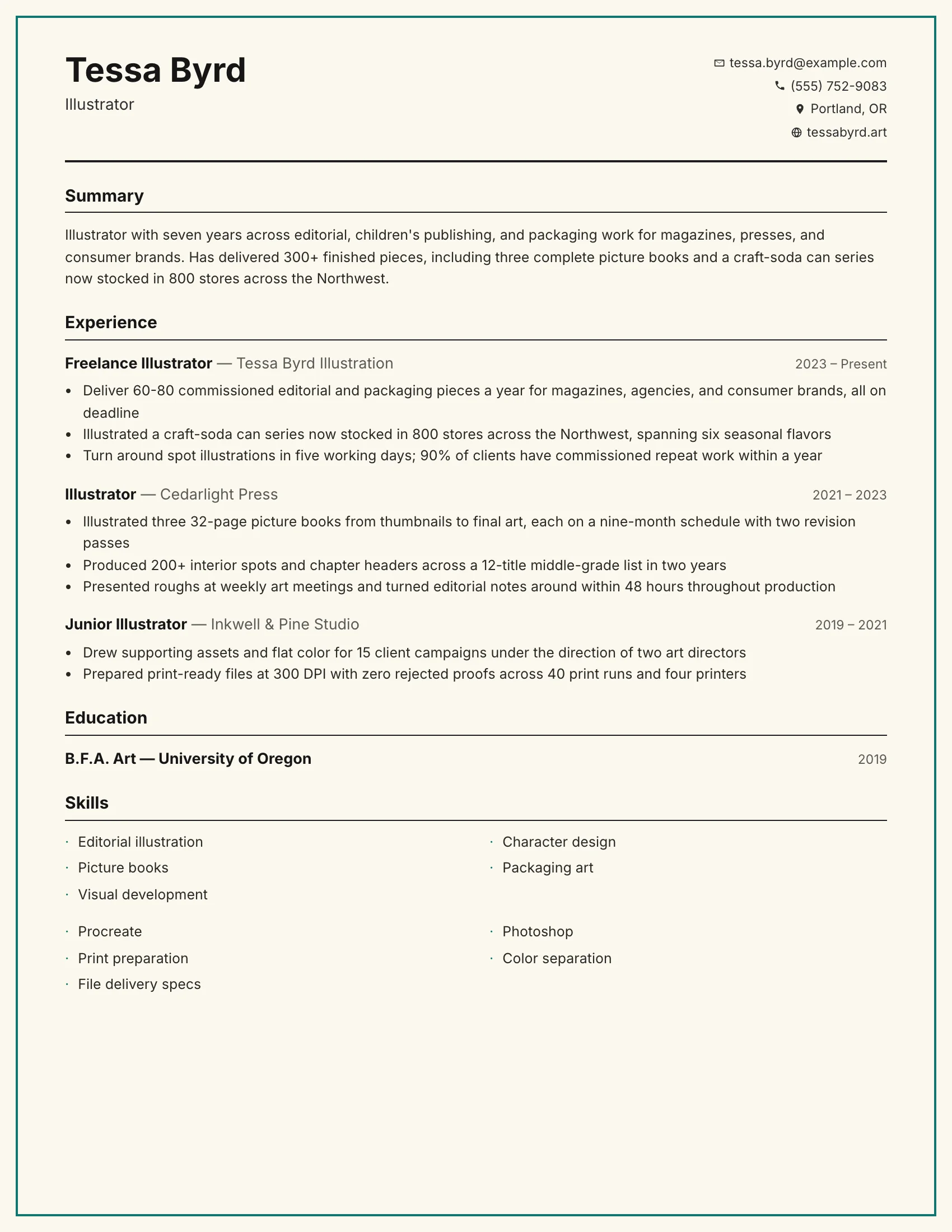 Illustrator · Cream resume template preview