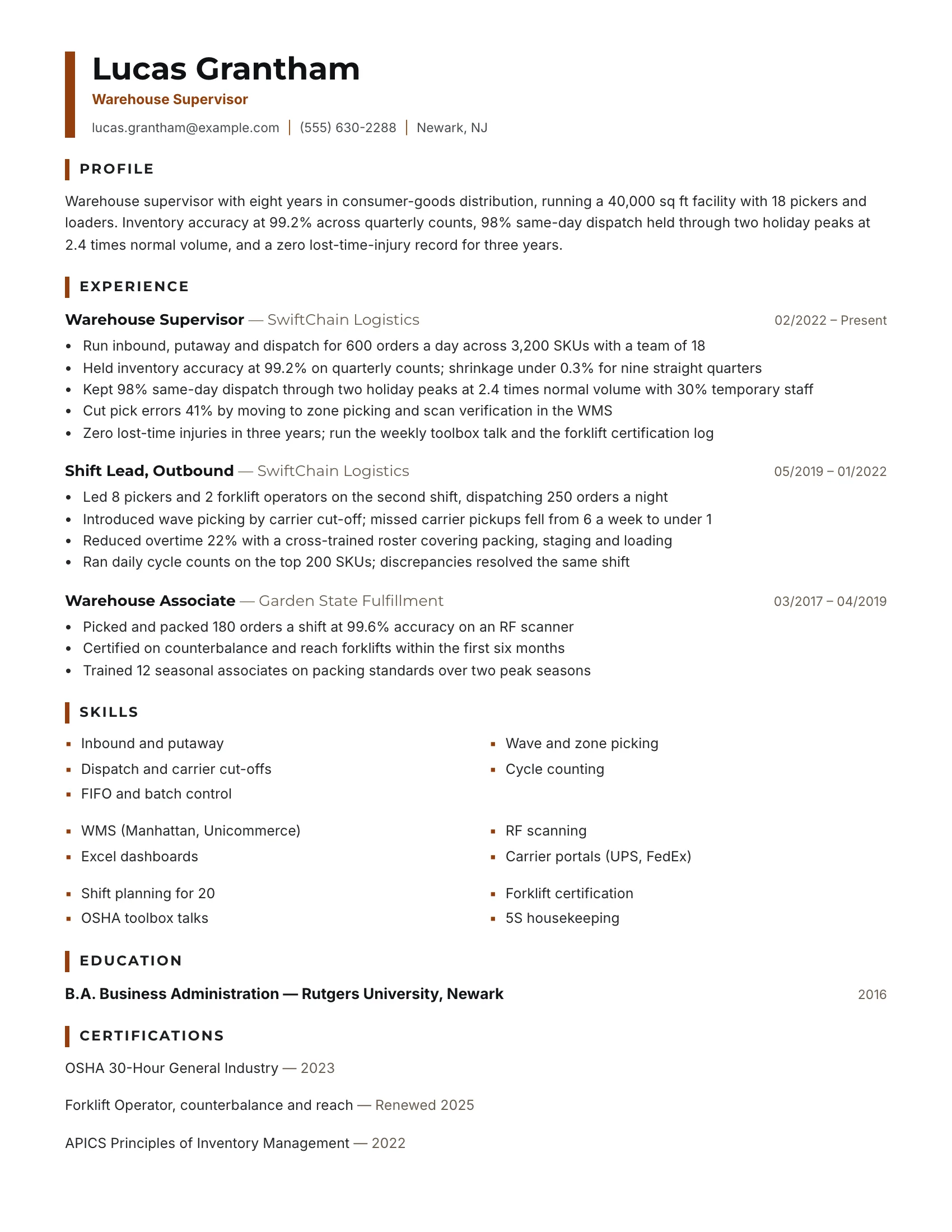 Warehouse · Ladder resume template preview