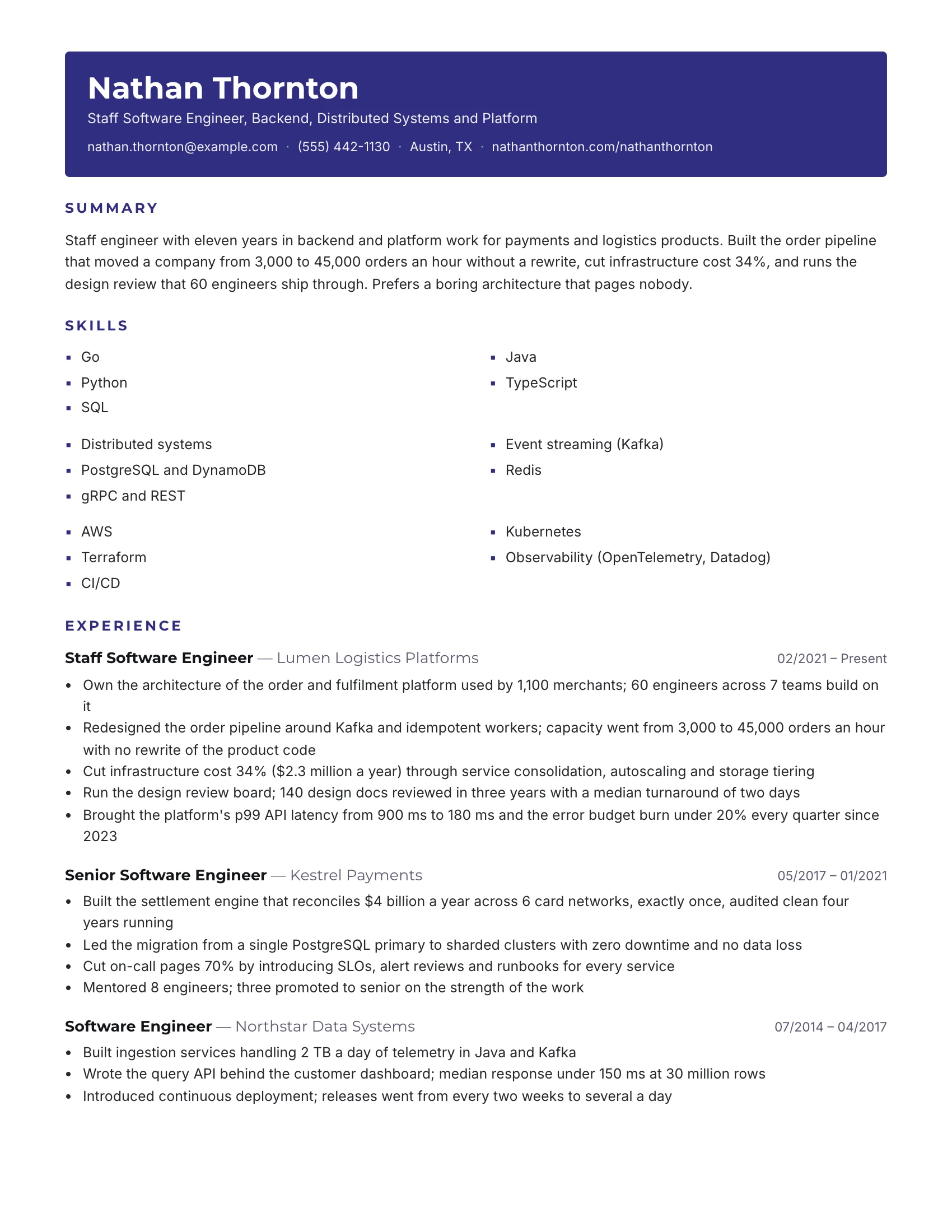 Engineer · Polygon resume template preview