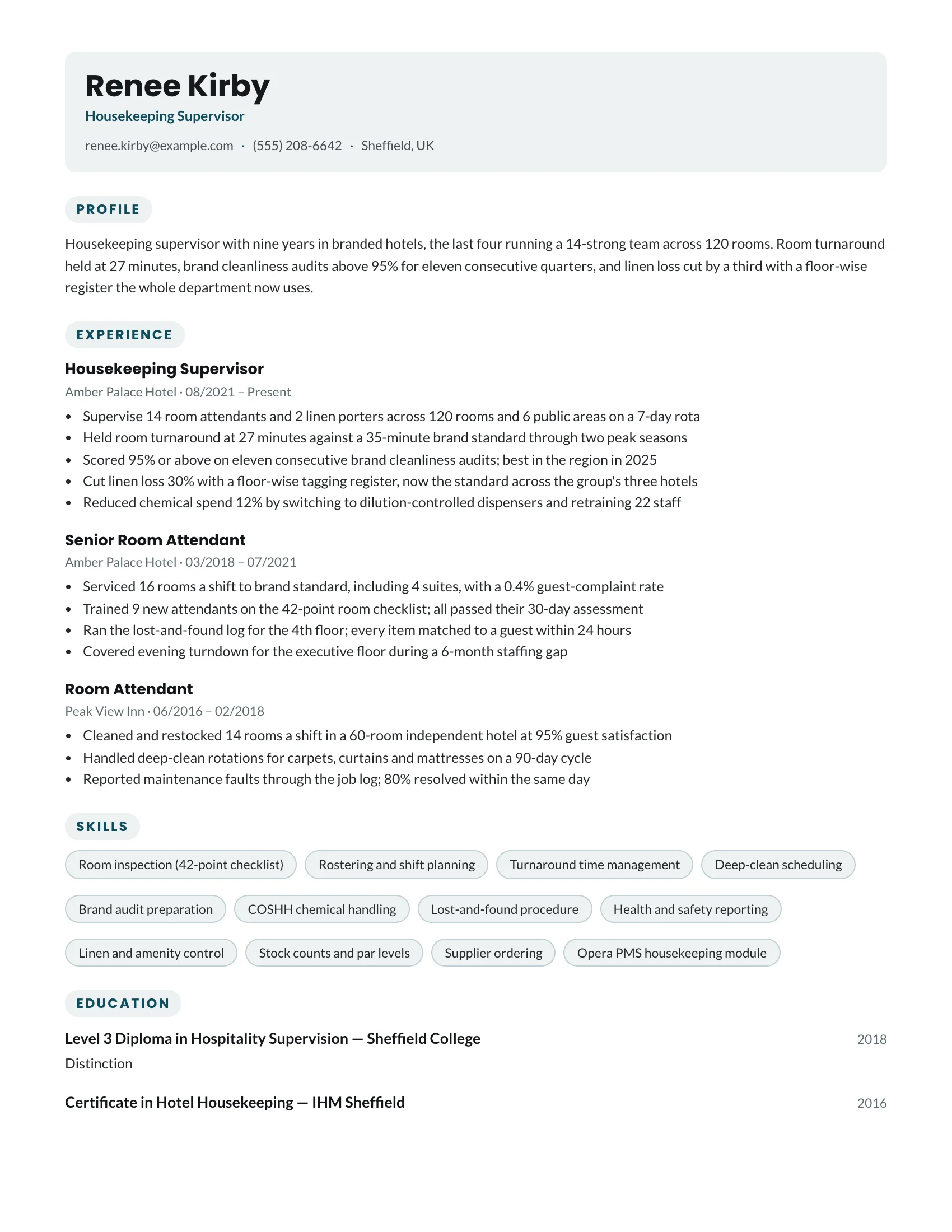 Housekeeping · Puddle resume template preview