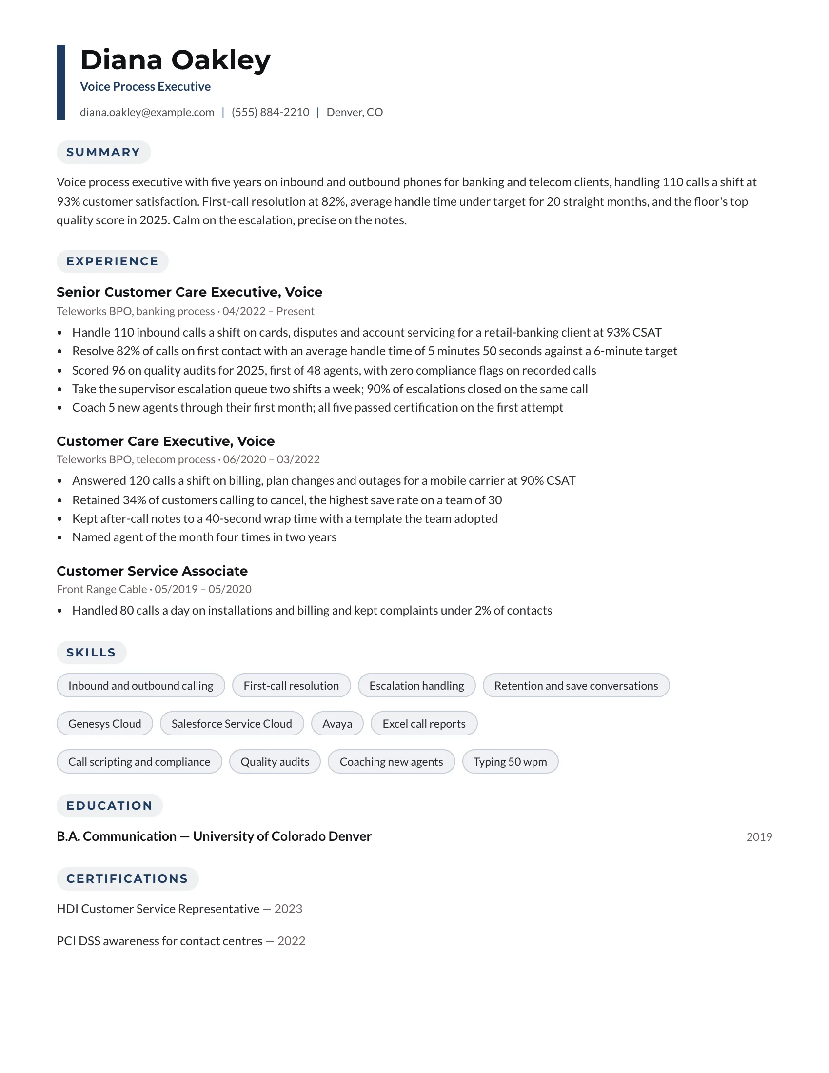 Voice Process · Red (Navy) resume template preview