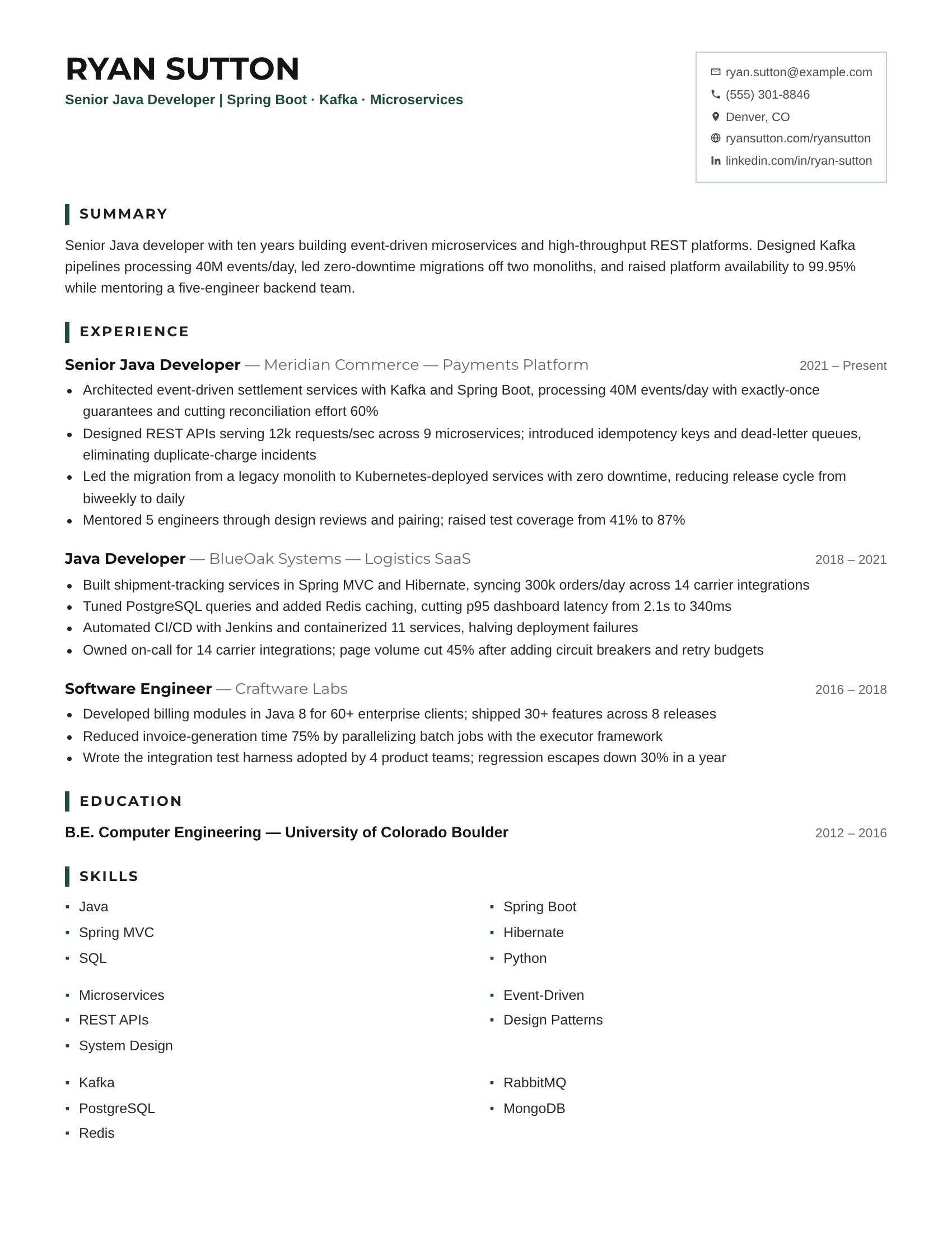 Analyst · Smart resume template preview