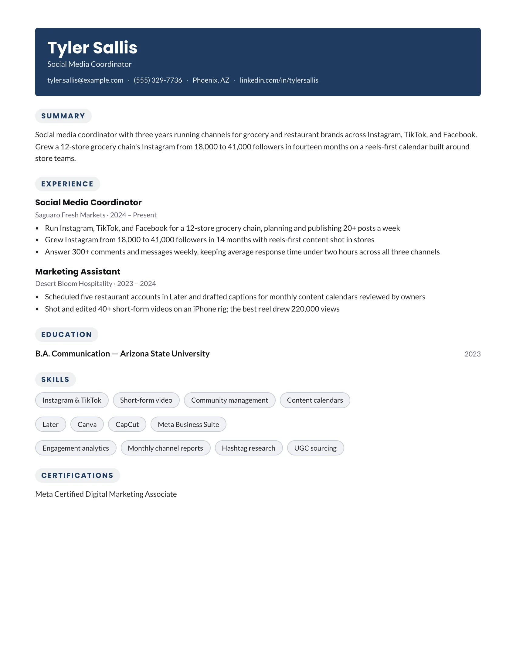 Social Media Coordinator · Gradient resume template preview